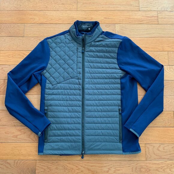 Greyson Other - Greyson Yukon Hybrid Full Zip Midlayer‎ Jacket Mens M Quilted Golf Blue Gray